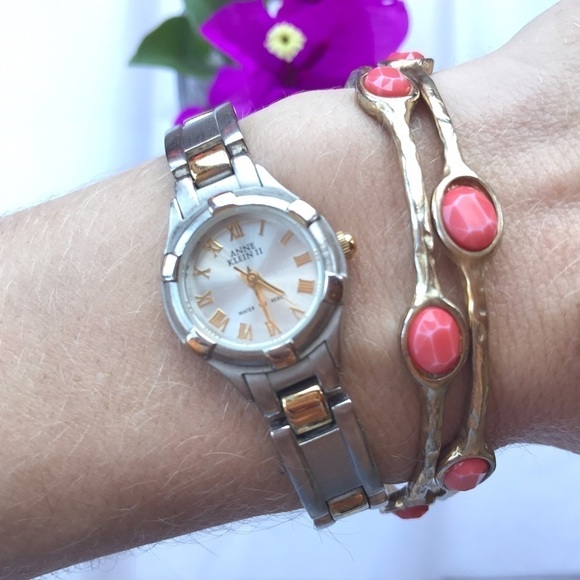 CORAL and gold tone bangles - Picture 1 of 7